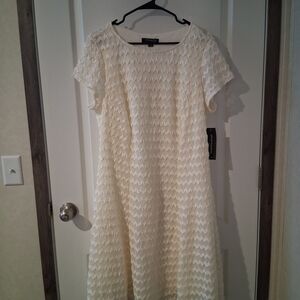Sharagano Cream Textured Midi Dress